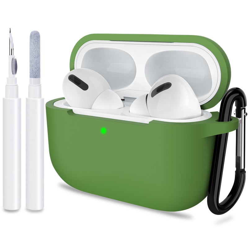 ATUAT for AirPods Pro 1st/2nd Generation Case Cover, Protective Silicone Skin Accessories with Keychain for Women Men for Apple AirPods Pro 2019/2022 Charging Case,Front LED Visible-Olive Green - Image 1